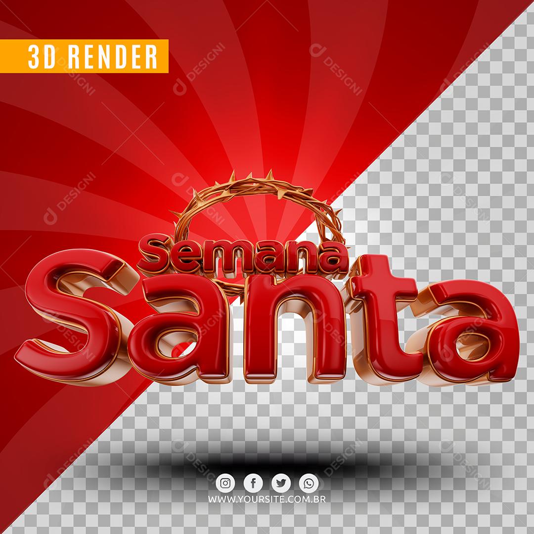 Semana Santa Vermelho Texto 3D Para Composição PSD