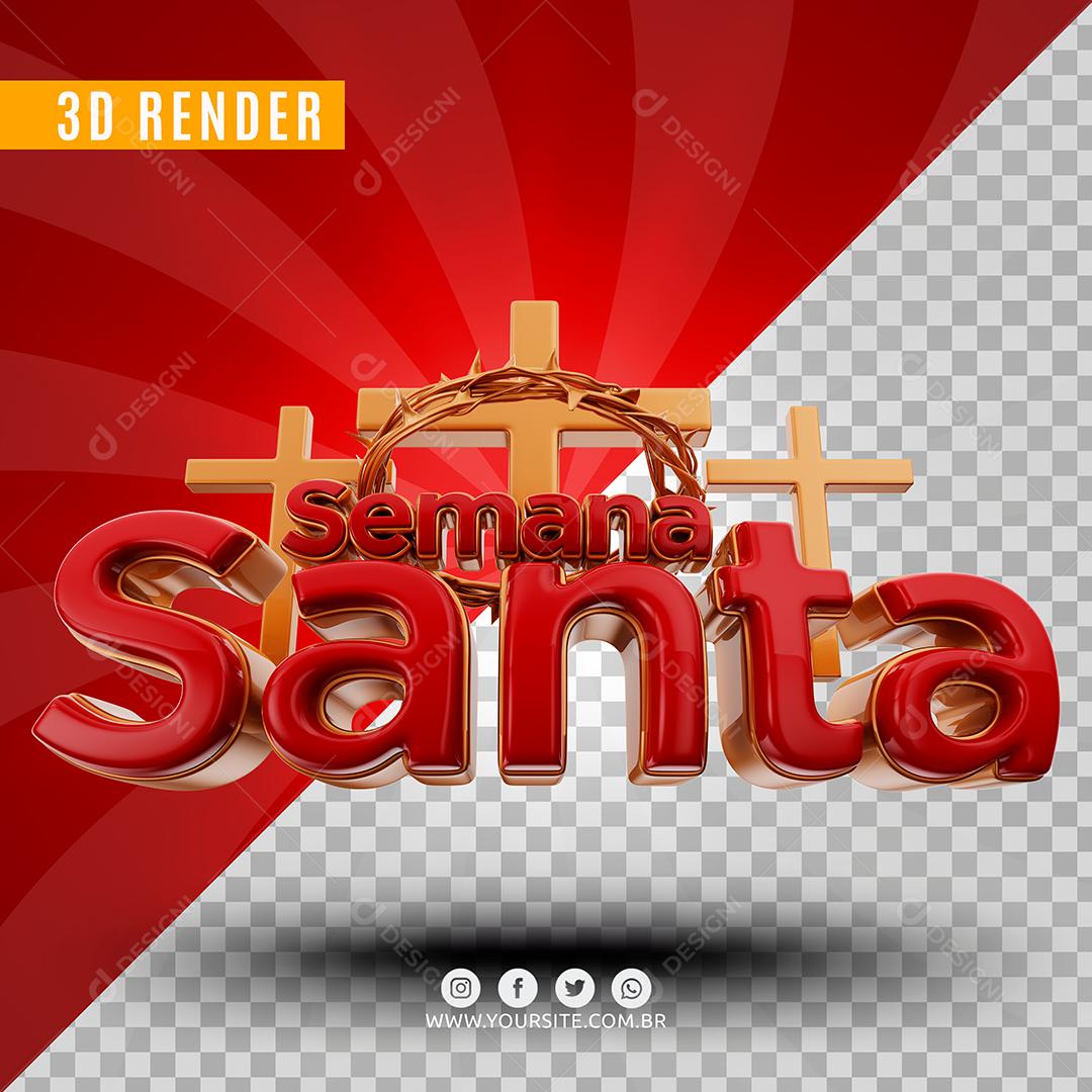 Texto 3D Semana Santa Vermelho Para Composição PSD