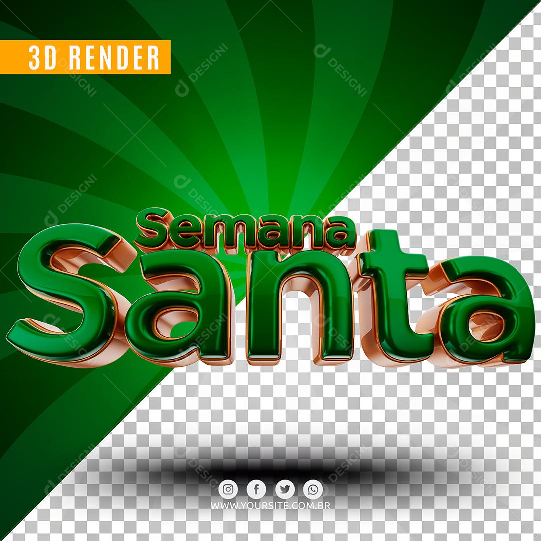 Semana Santa Verde Texto 3D Verde Para Composição PSD