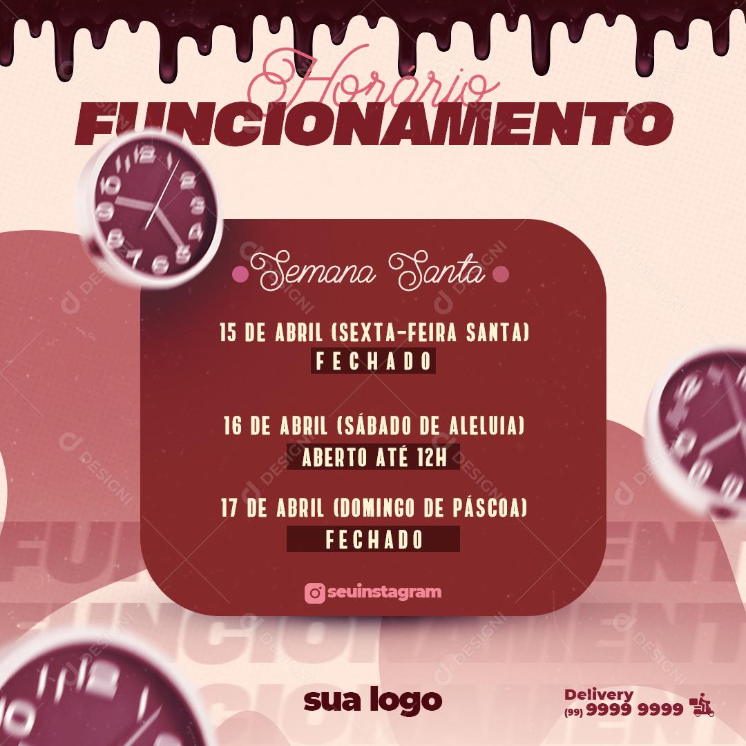 Social Media Opening Hours Semana Santa Editable PSD