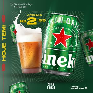 Social Media Hoje Tem Heineken Cervejas Bares PSD Editável