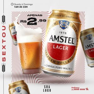 Social Media Sextou Amstel Cervejas Bares PSD Editável