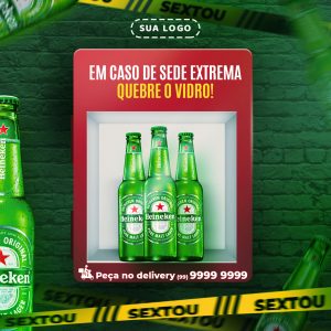 Social Media Em Caso De Sede Extrema Quebre O Vidro Sextou Heineken Cervejas PSD Editável