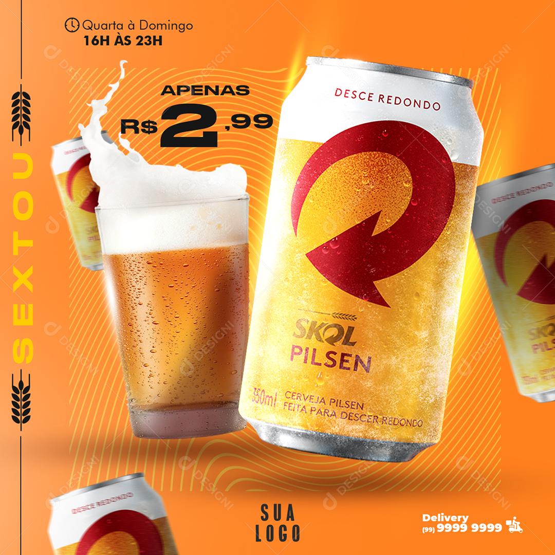 Social Media Sextou Skol Cervejas Bares PSD Editável