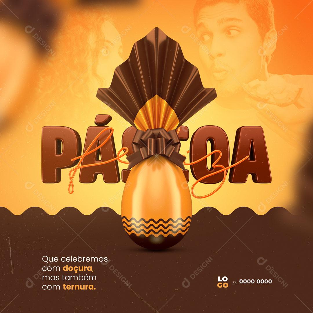 Post Feliz Páscoa Celebramos Com Doçura Social Media PSD Editável