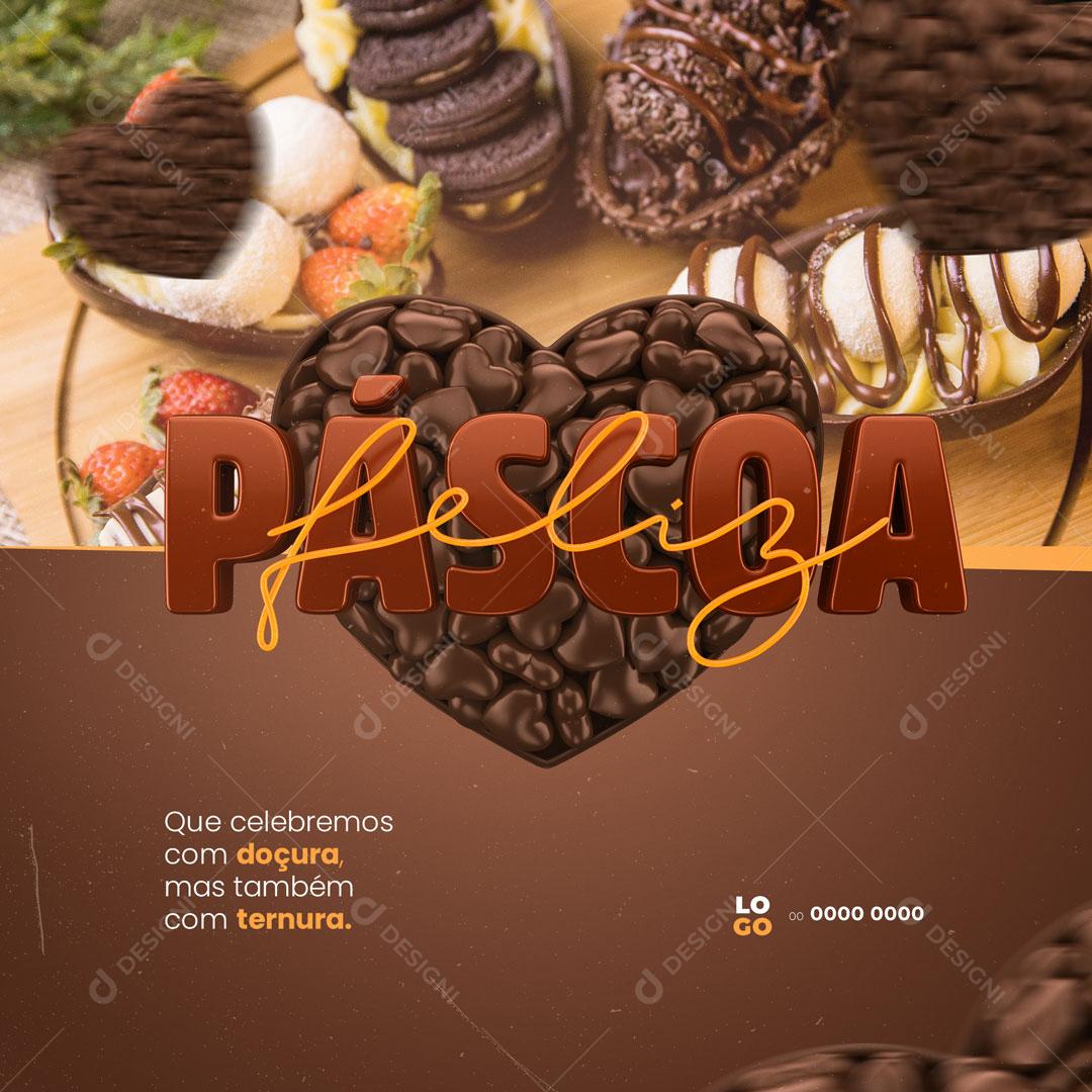 Feliz Páscoa Celebramos Com Doçura Social Media PSD Editável