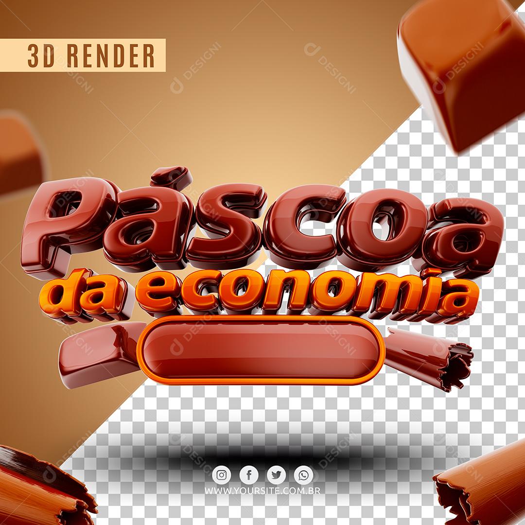 Texto 3D Páscoa da Economia Para Composição PSD