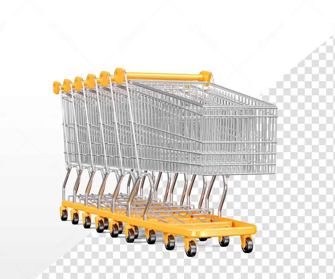 Elemento 3D Para Composição Carrinhos De Compra PSD Editável