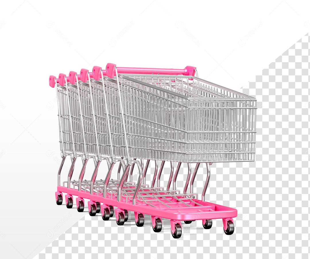 Elemento 3D Para Composição Carrinhos De Compra PSD Editável