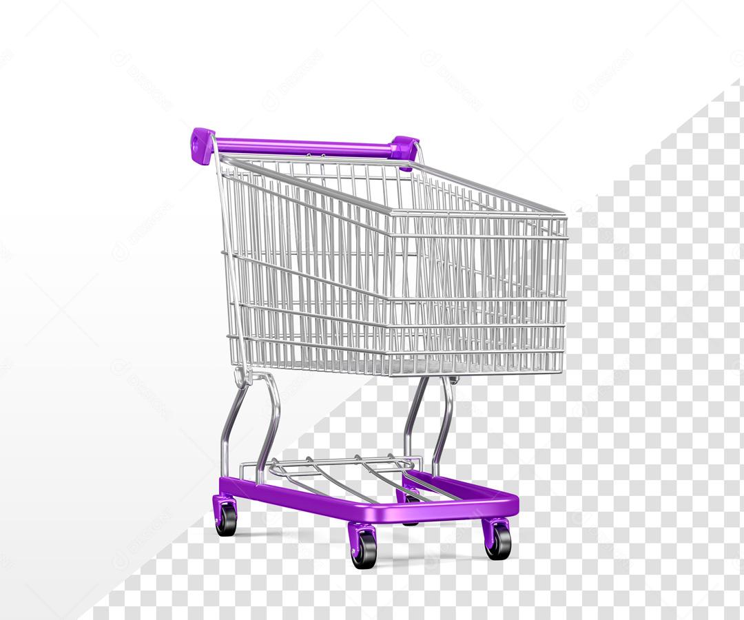 Elemento 3D Para Composição Carrinhos De Compra Roxo PSD Editável