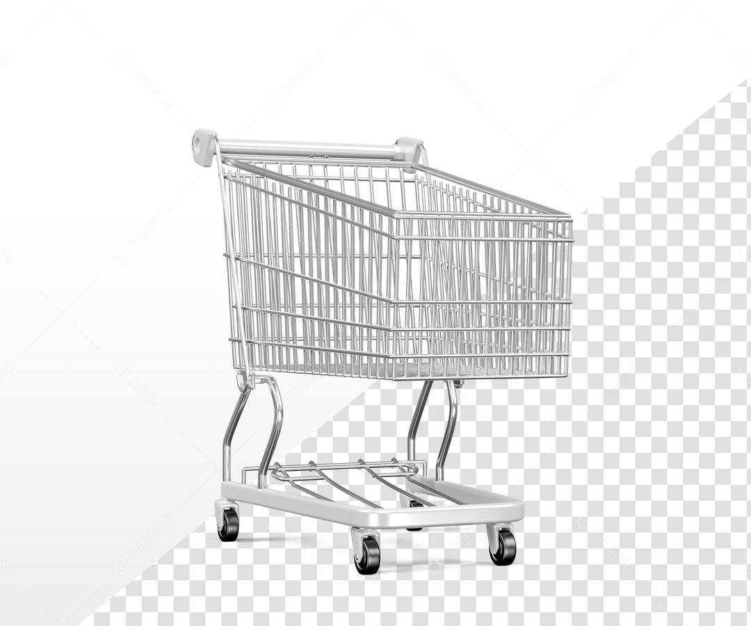 Elemento 3D Para Composição Carrinhos De Compra Branco PSD Editável
