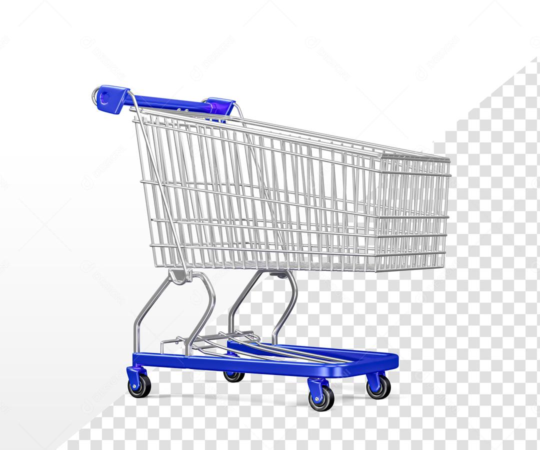 Elemento 3D Para Composição Carrinhos De Compra Azul PSD Editável