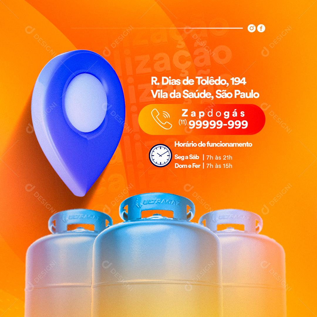 Social Media Horário De Funcionamento Gás PSD Editável