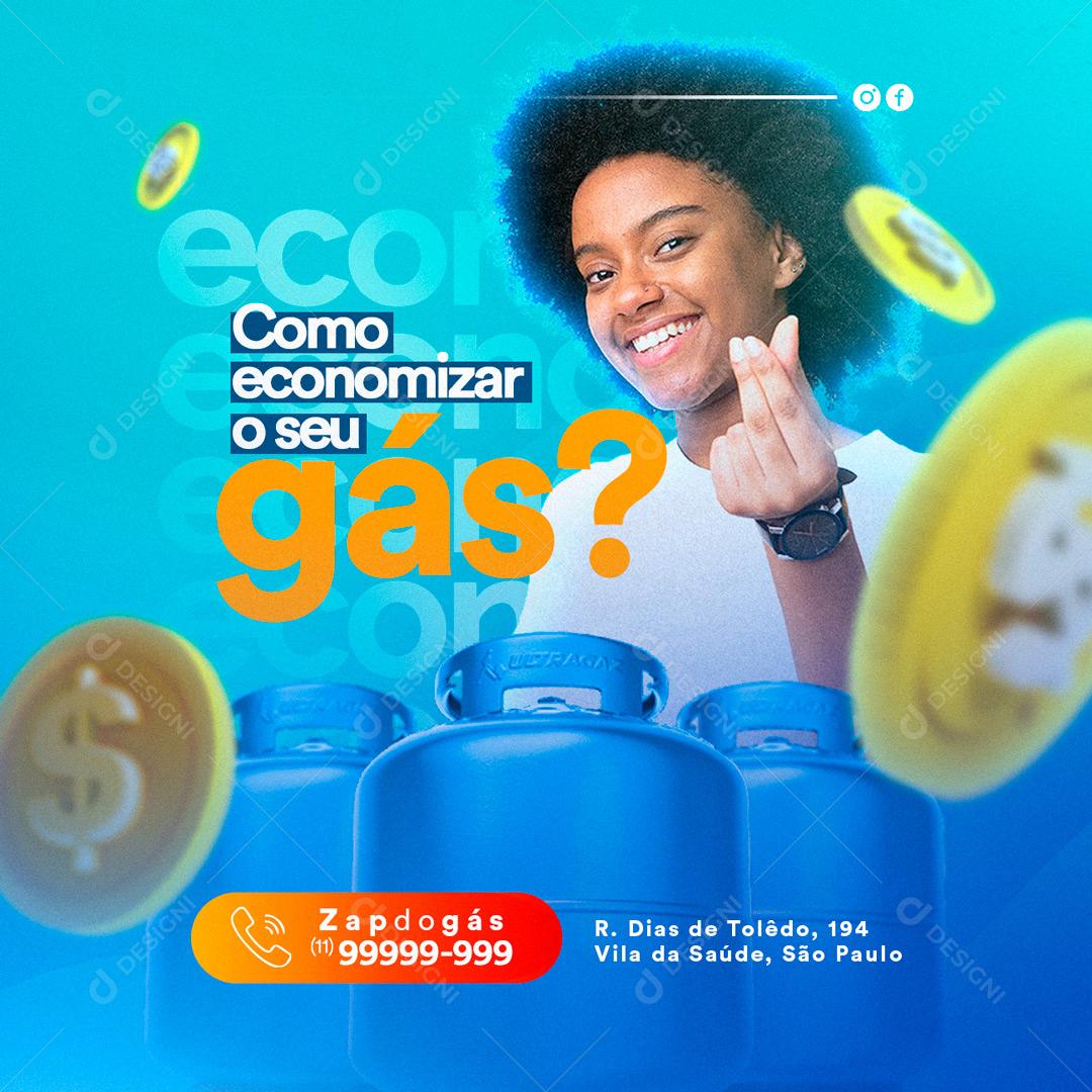 Social Media Como Economizar o Seu Gás PSD Editável