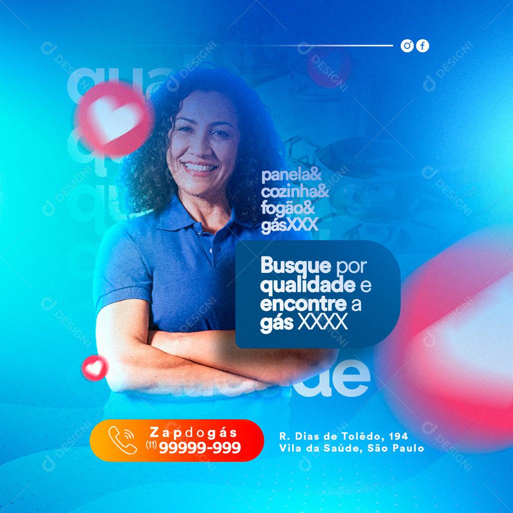 Social Media Busque por Qualidade e Encontre Gás PSD Editável