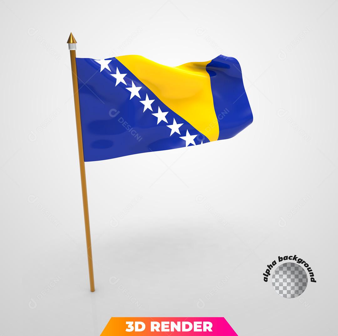 Bandeira da Bósnia e Herzegovina Elemento 3D PSD