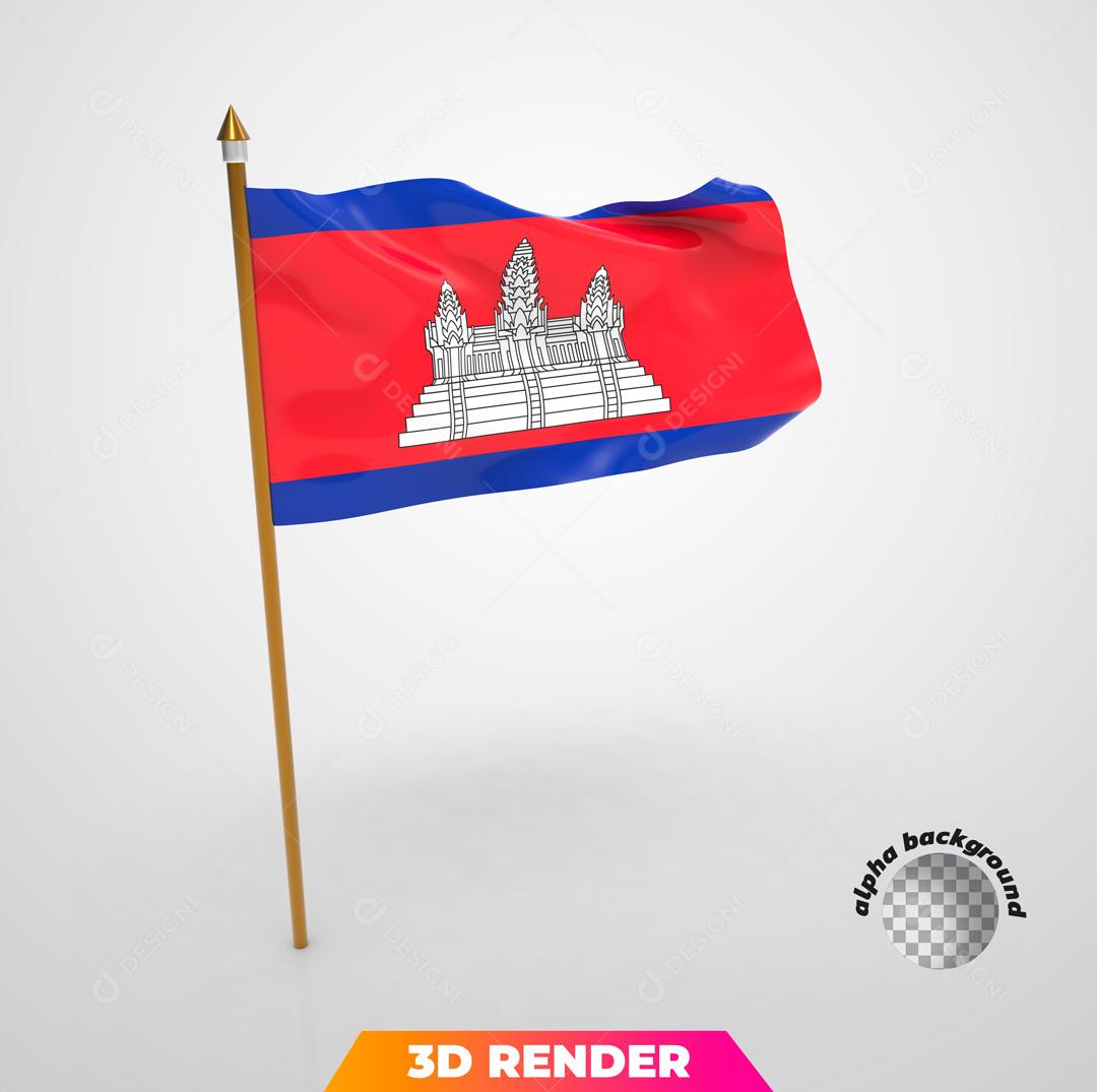 Bandeira do Camboja Elemento 3D Para Composição PSD