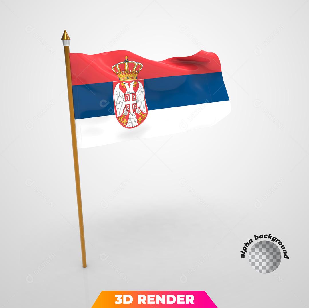 Bandeira da Sérvia Elemento 3D Composição PSD