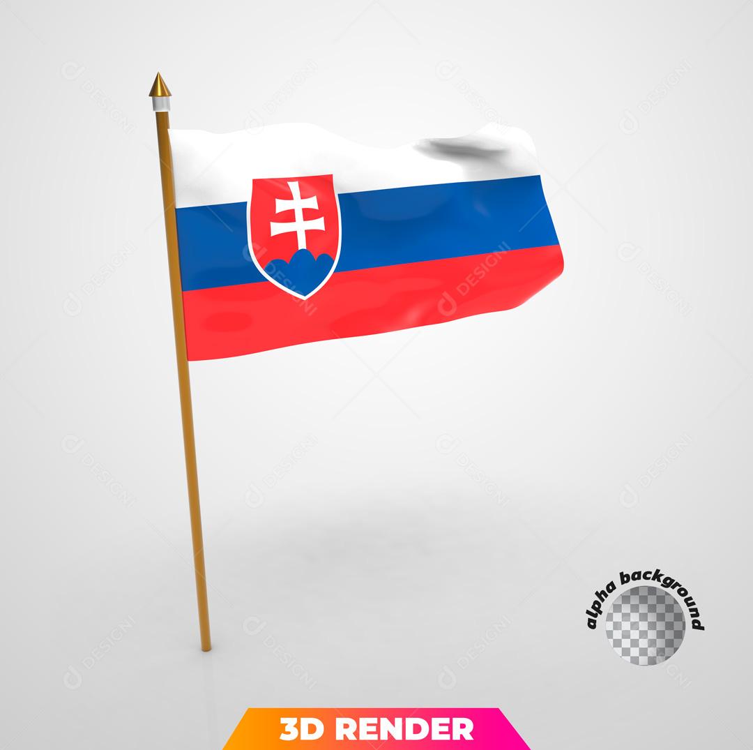 Bandeira da Eslováquia Elemento 3D Para Composição PSD