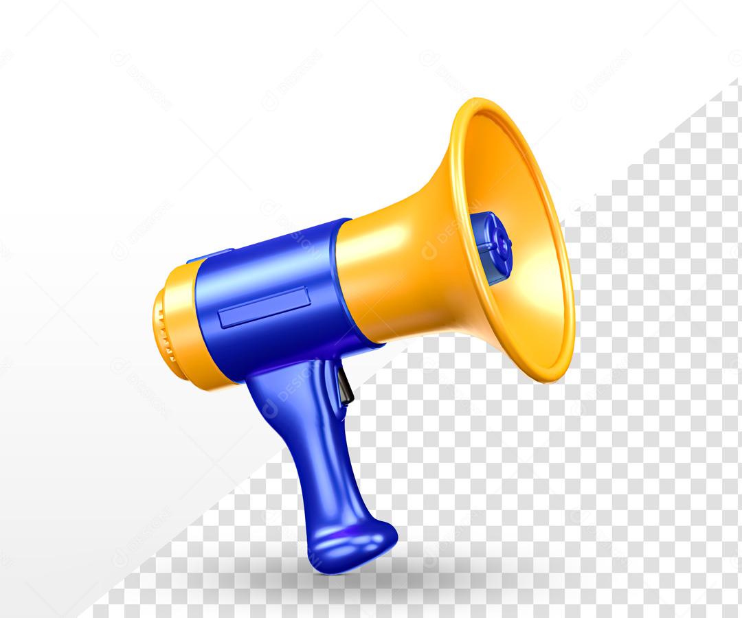 Elemento 3D Para Composição MegaFone Vermelho PSD Editável