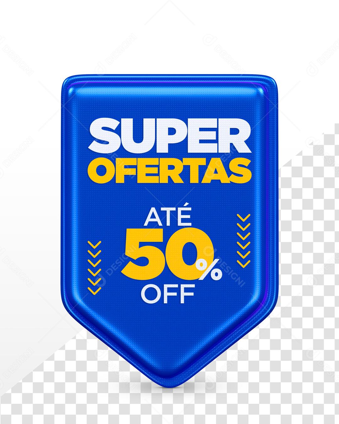 Brasão 3D Para Composição Super Ofertas Azul PSD Editável