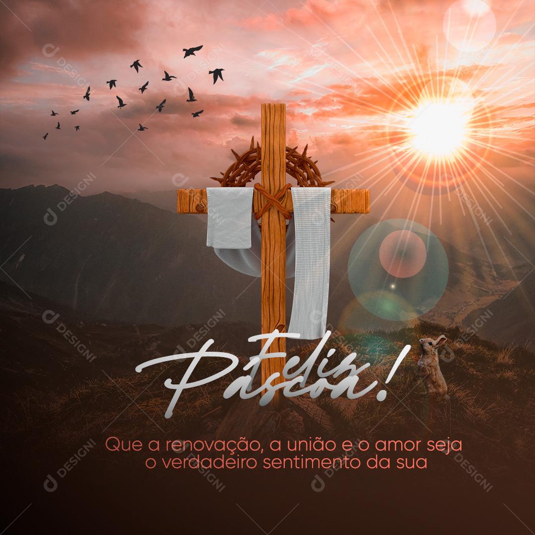 Social Media Feliz Páscoa União e Amor PSD Editável
