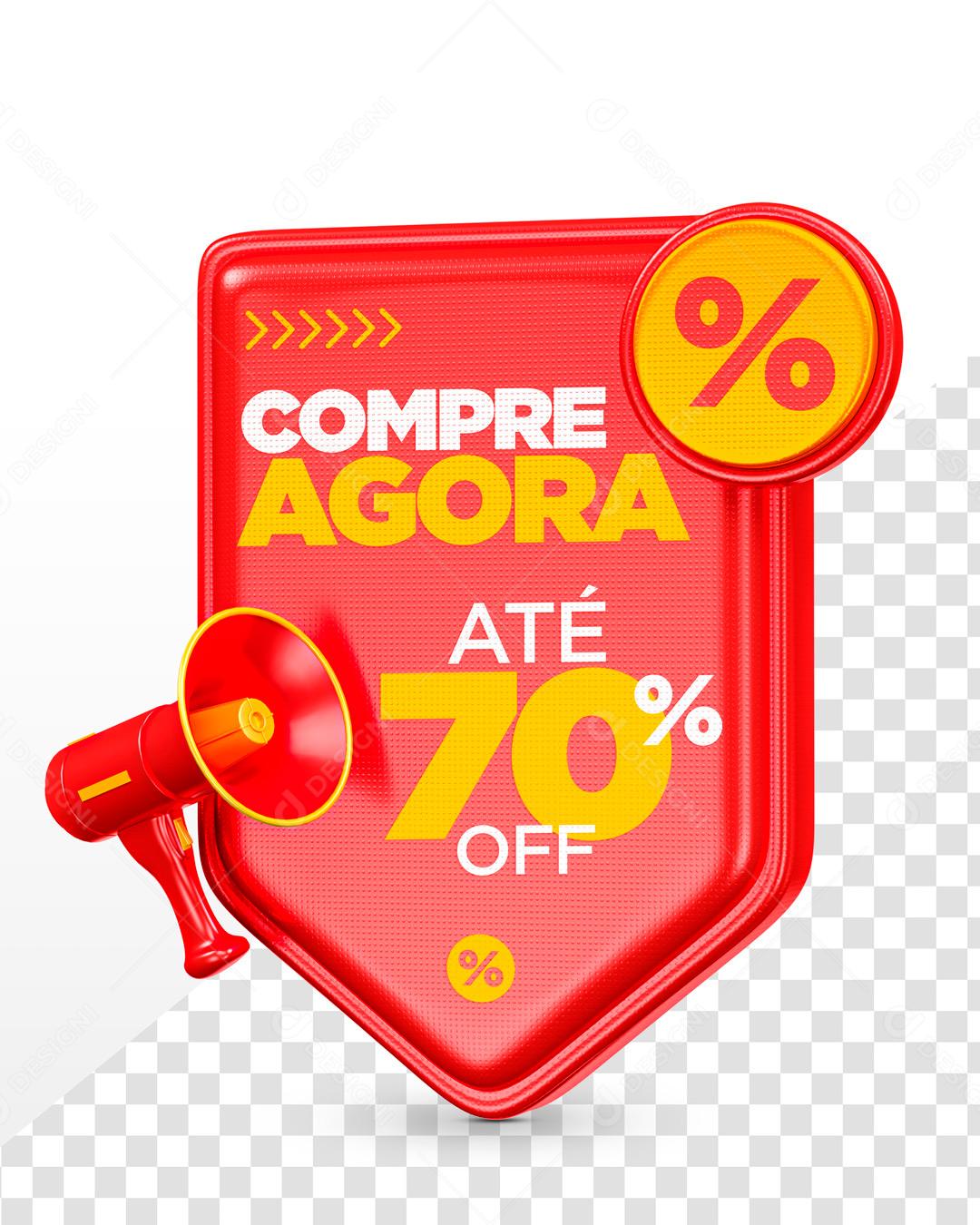 Brasão 3D Para Composição Compre Agora Amarelo PSD Editável