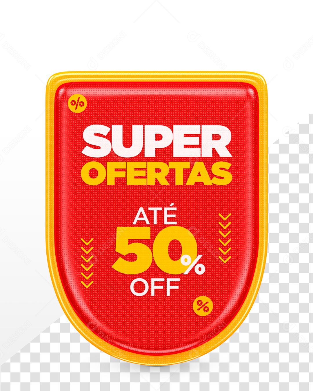 Brasão 3D Para Composição Super Ofertas  Amarelo PSD Editável