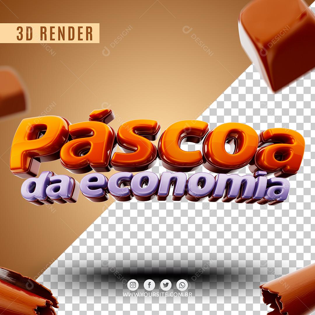 Texto 3D Páscoa da Economia Para Composição PSD