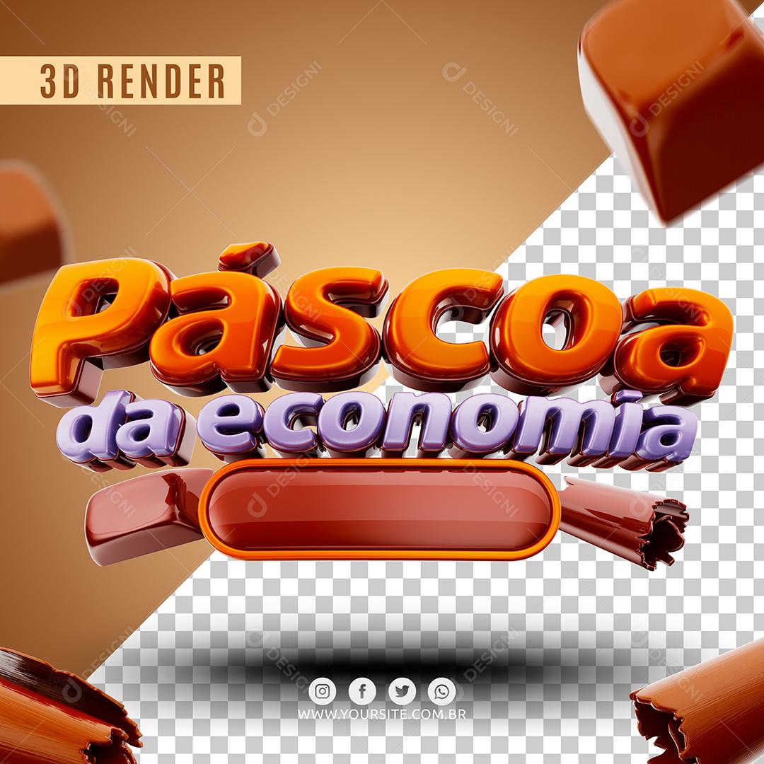 Texto 3D Páscoa de Economia Para Composição PSD