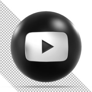 Youtube 3D Preto e Branco Elemento Para Composição PSD