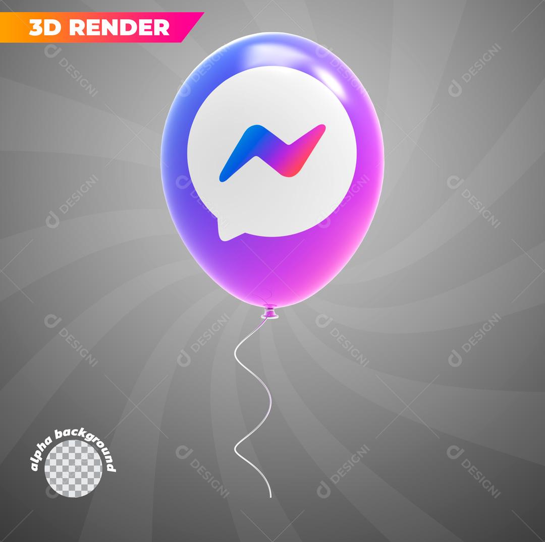 Balão Rosa Com Ícone do Messenger Elemento 3D Para Composição PSD