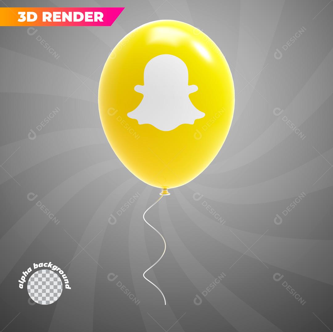 Balão Rosa Com Ícone do Snapchat Elemento 3D Para Composição PSD