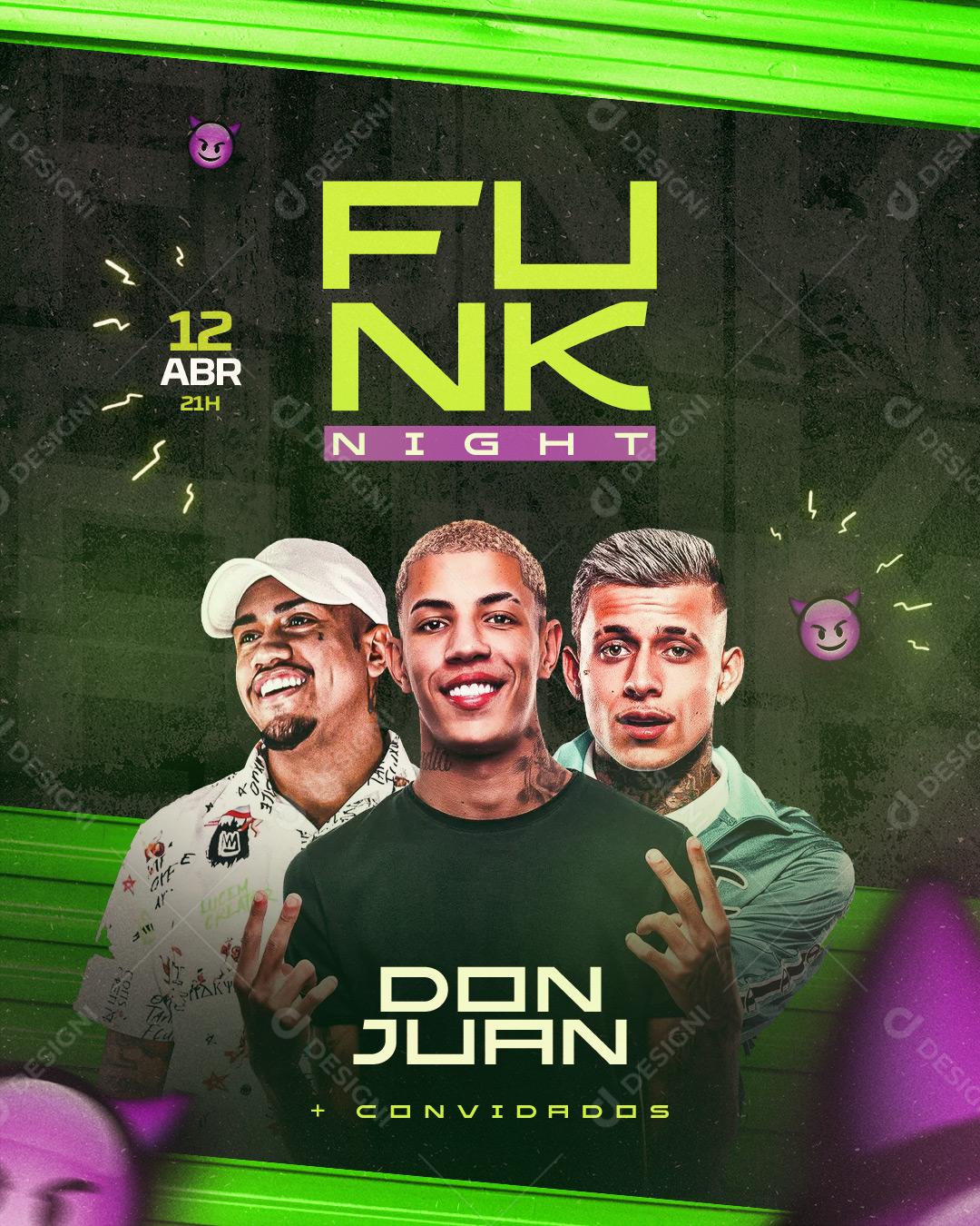 Flyer Funk Night Don Juan Social Media PSD Editável
