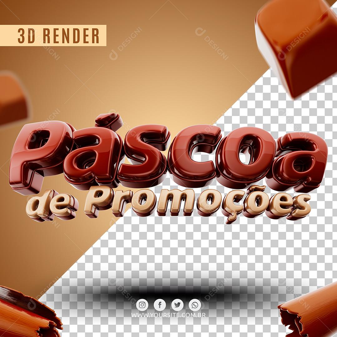 Texto 3D Promoções de Páscoa Para Composição PSD