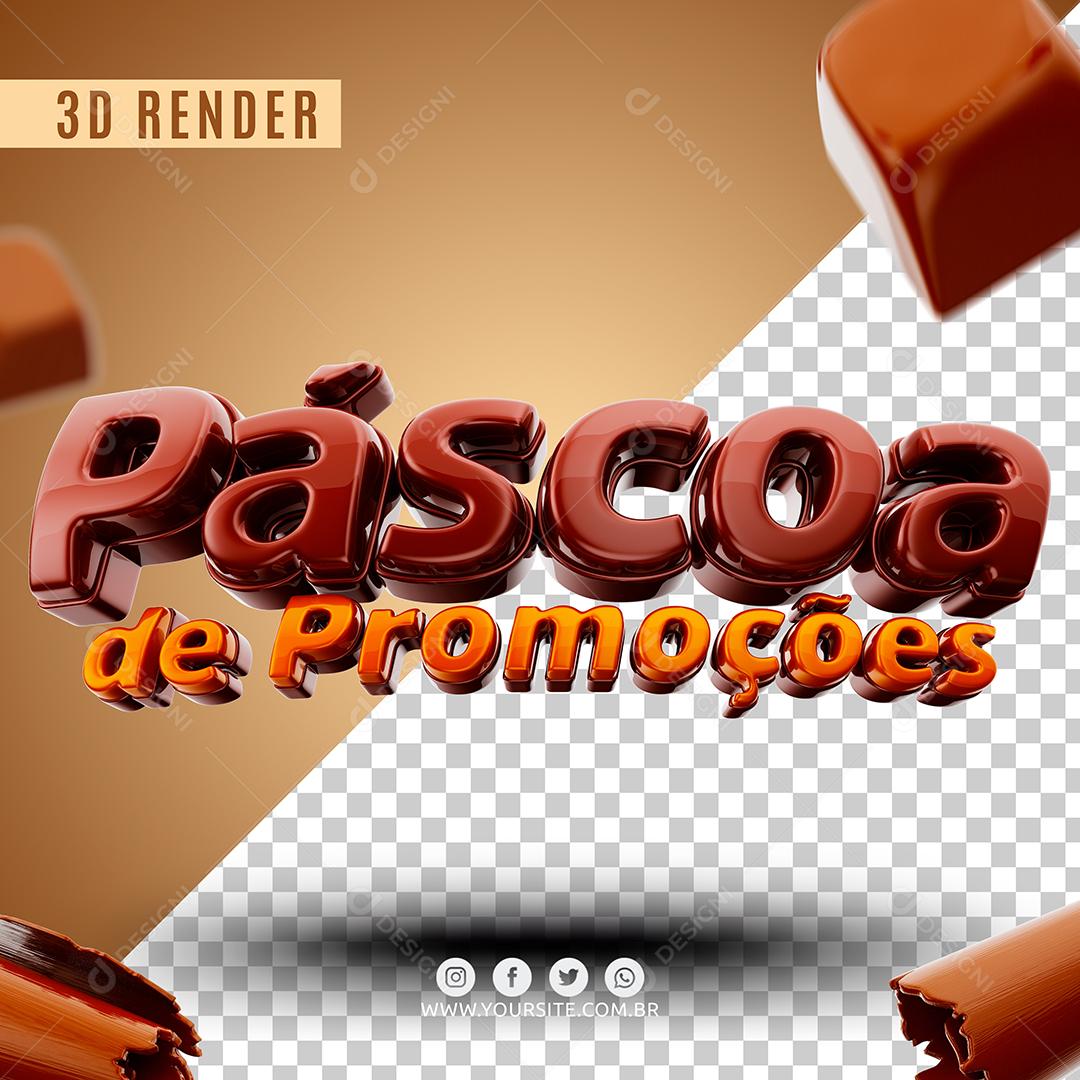 Promoções de Páscoa Texto 3D Para Composição PSD