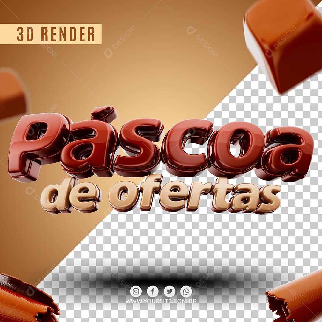 Páscoa de Ofertas Texto 3D Para Composição PSD