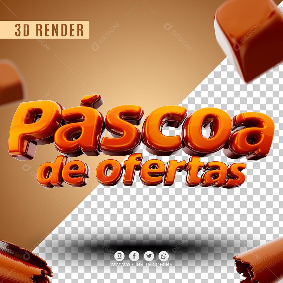 Páscoa de Ofertas Texto 3D Para Composição PSD