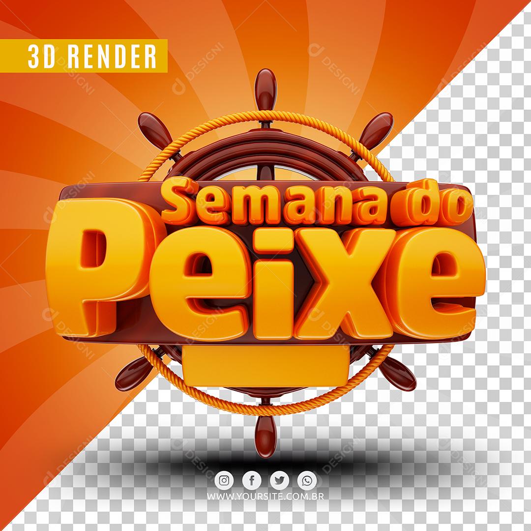 Semana do Peixe Selo 3D Para Composição PSD