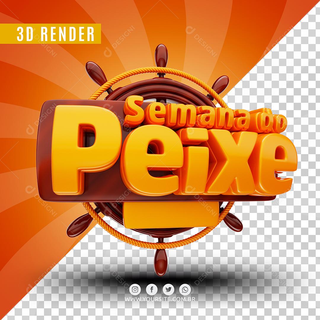 Semana do Peixe Selo 3D Para Composição PSD
