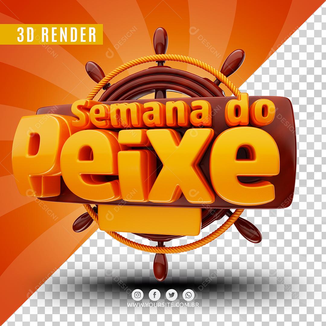 Semana do Peixe Selo 3D Para Composição PSD