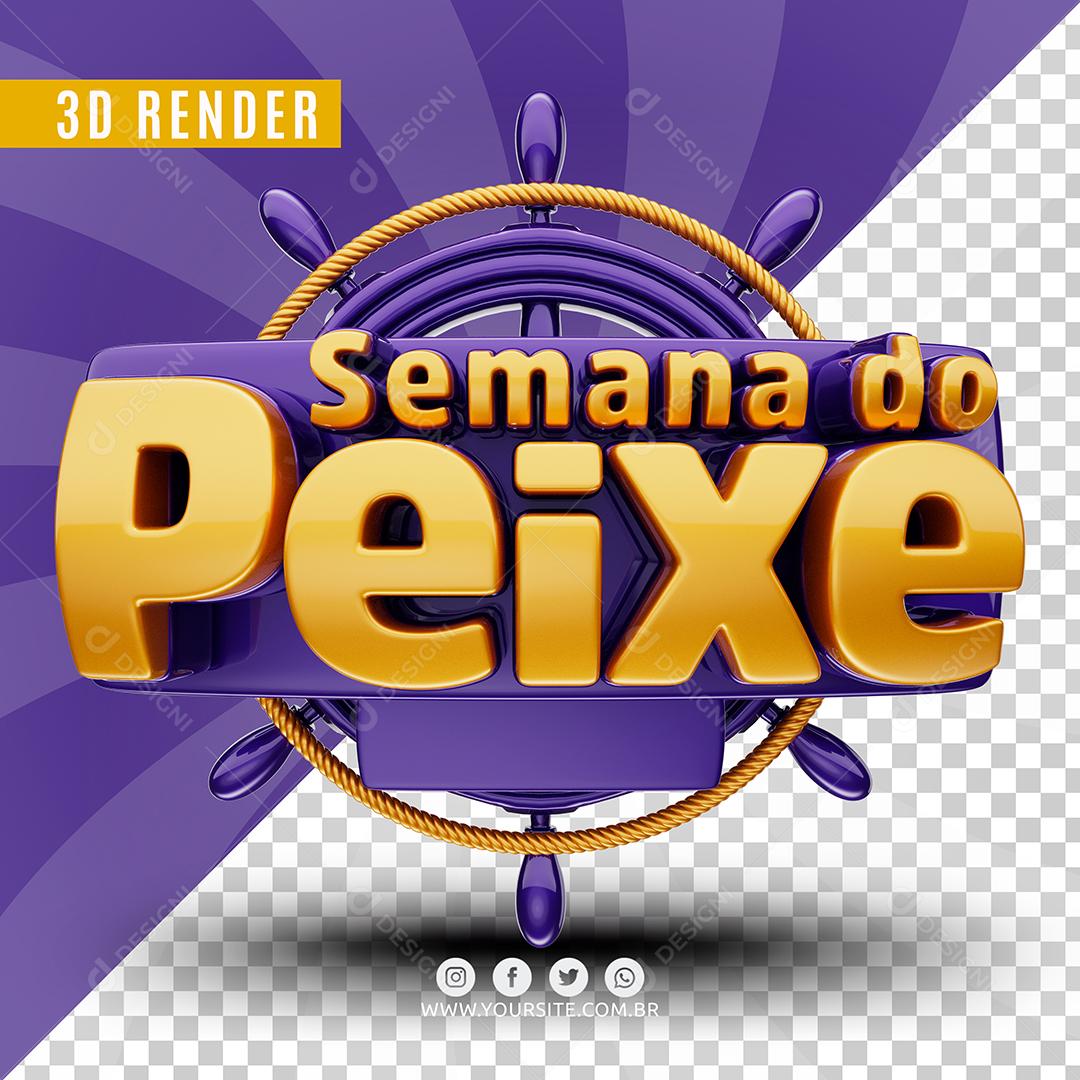 Semana do Peixe Selo 3D Vermelho Para Composição PSD