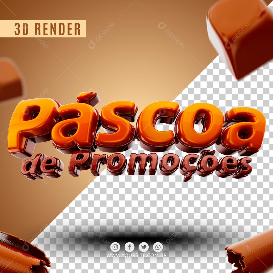 Texto 3D Páscoa de Promoções Para Composição PSD