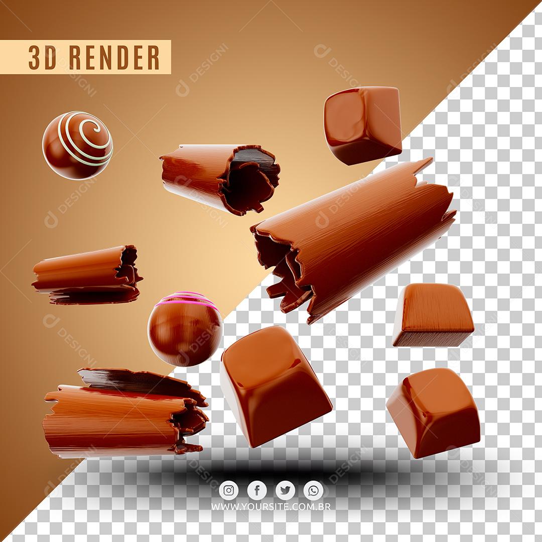 Elemento 3D Chocolates Para Composição PSD
