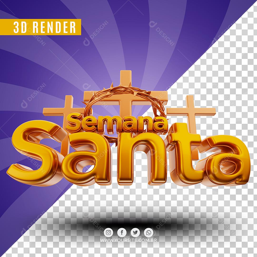 Semana Santa Amarelo Texto 3D Para Composição PSD