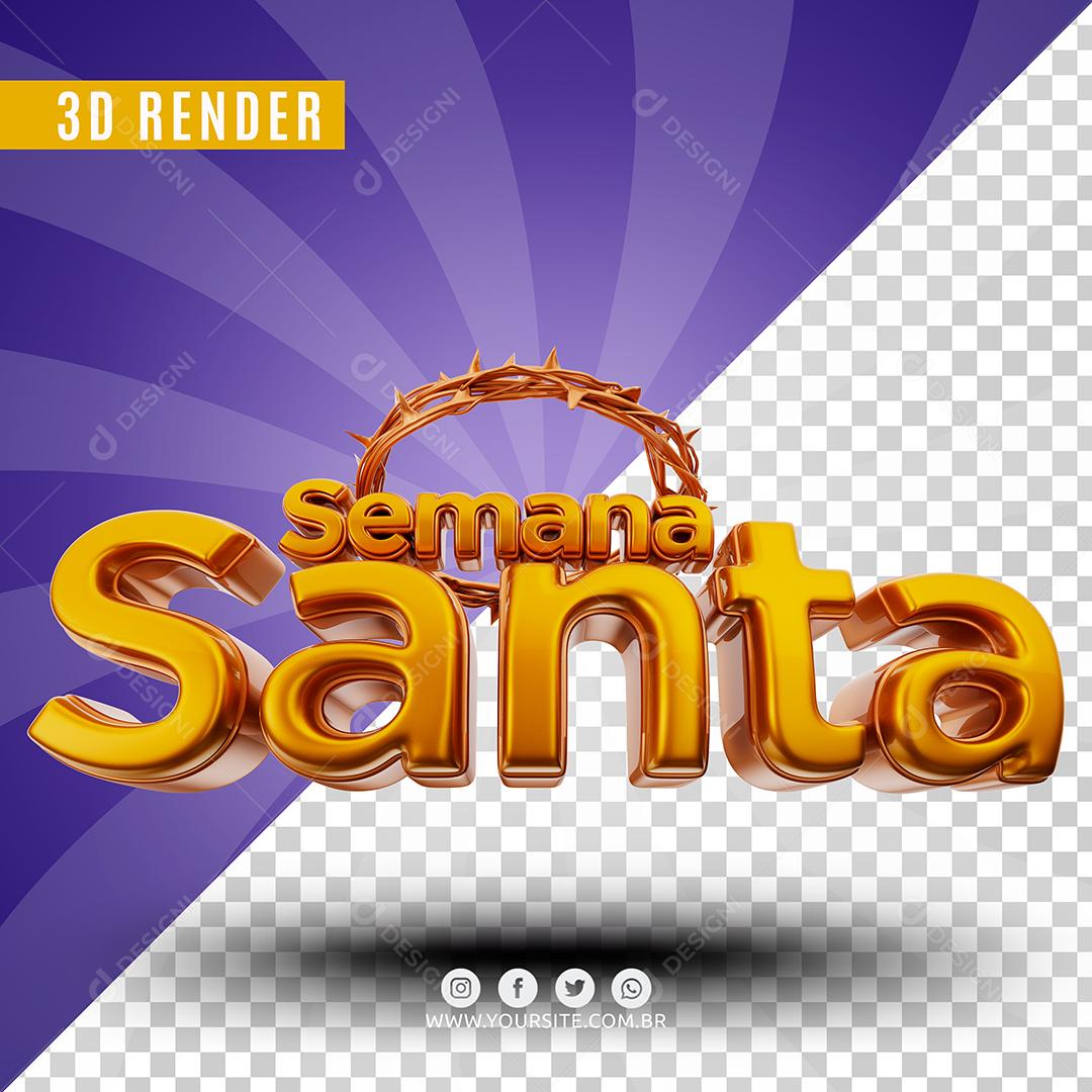 Texto 3D Semana Santa Amarelo Para Composição PSD