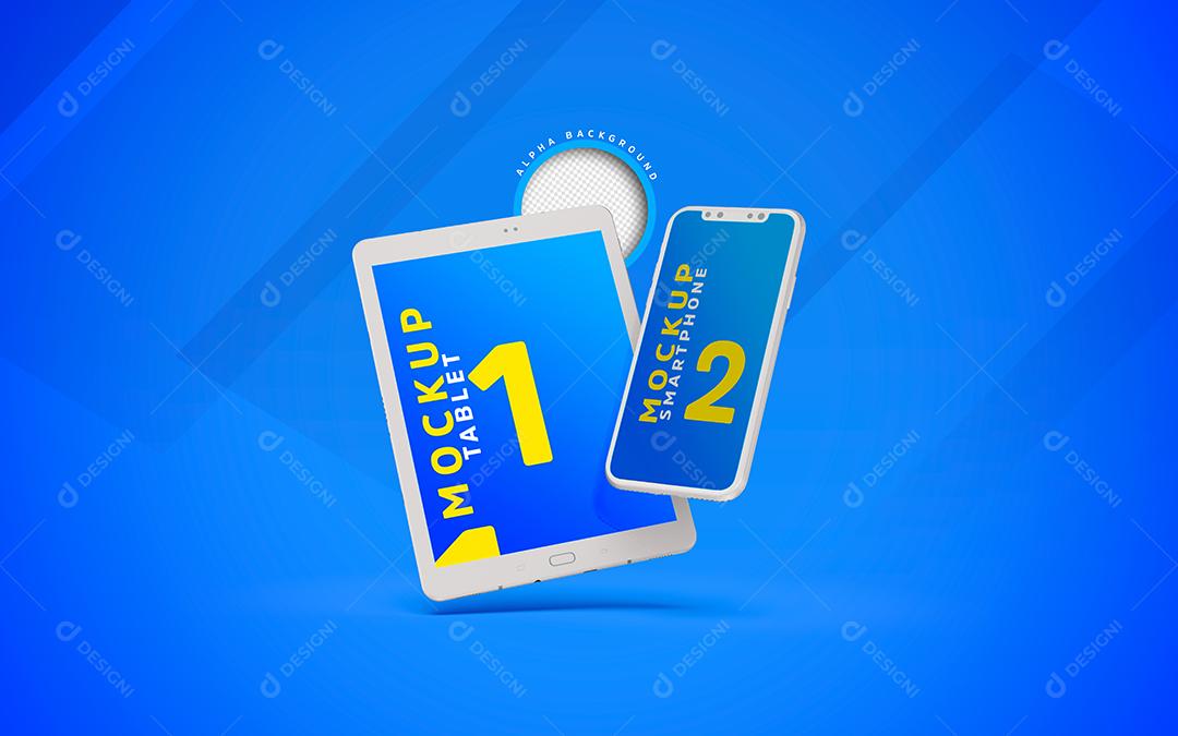 Mockup de Tablet e Celular PSD Editável
