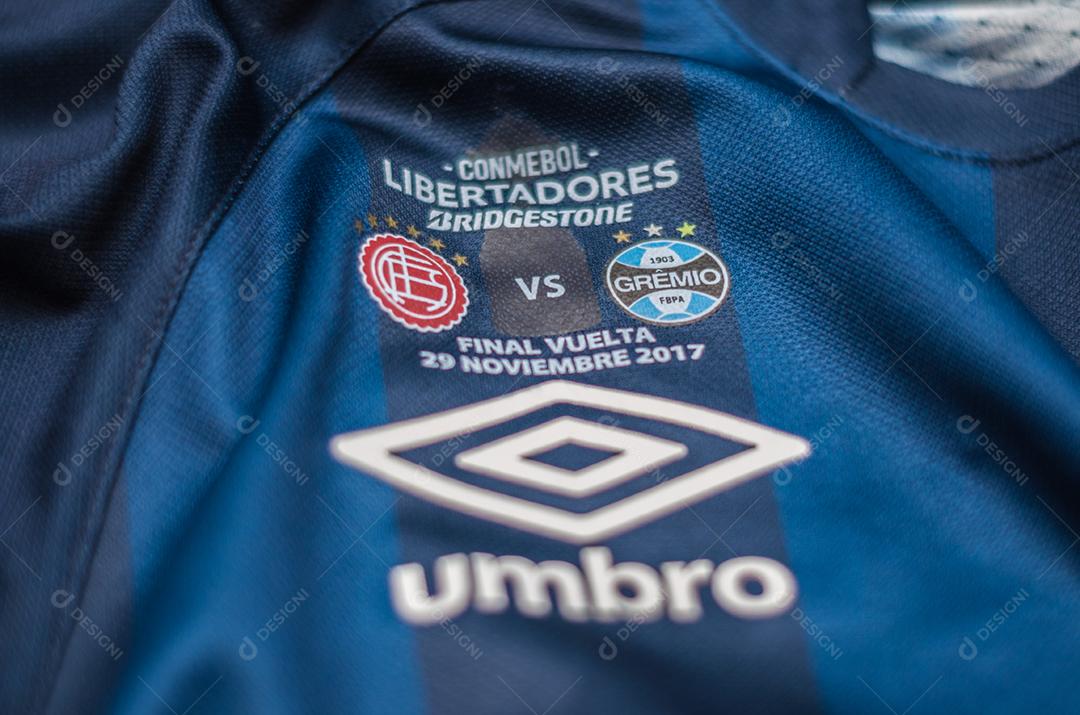 Camiseta de time azul de futebol grêmio jogo