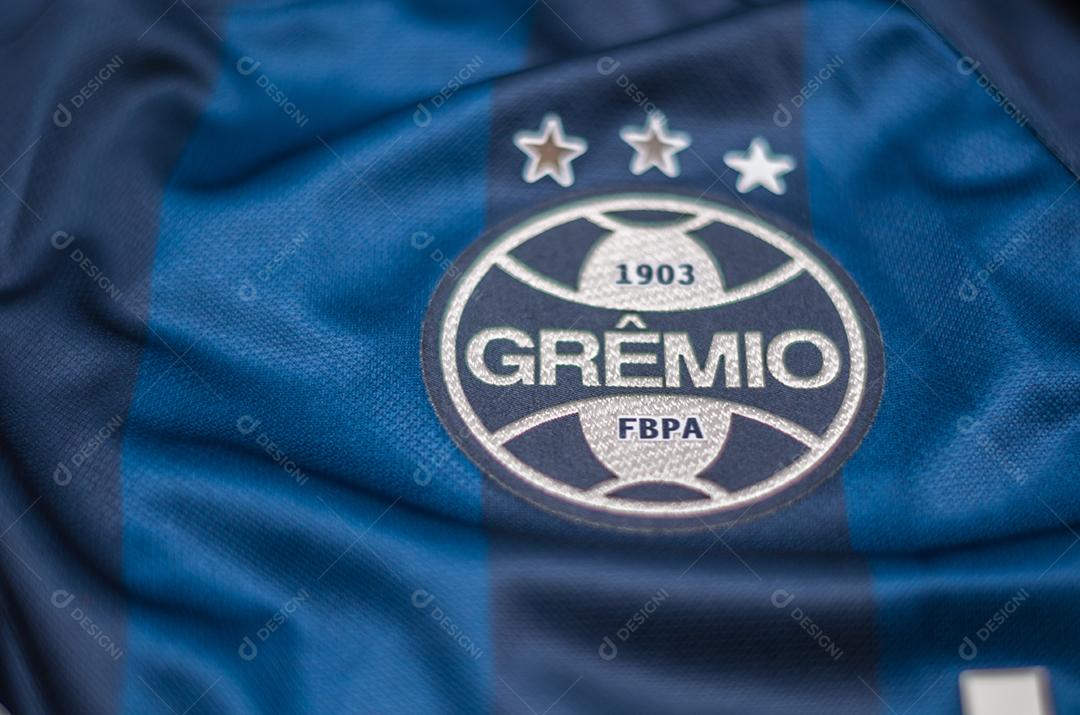 Camiseta de time azul de futebol grêmio jogo