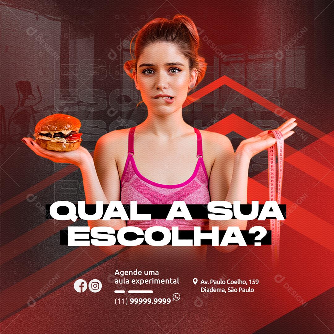 Social Media Qual a Sua Escolha Academia PSD Editável